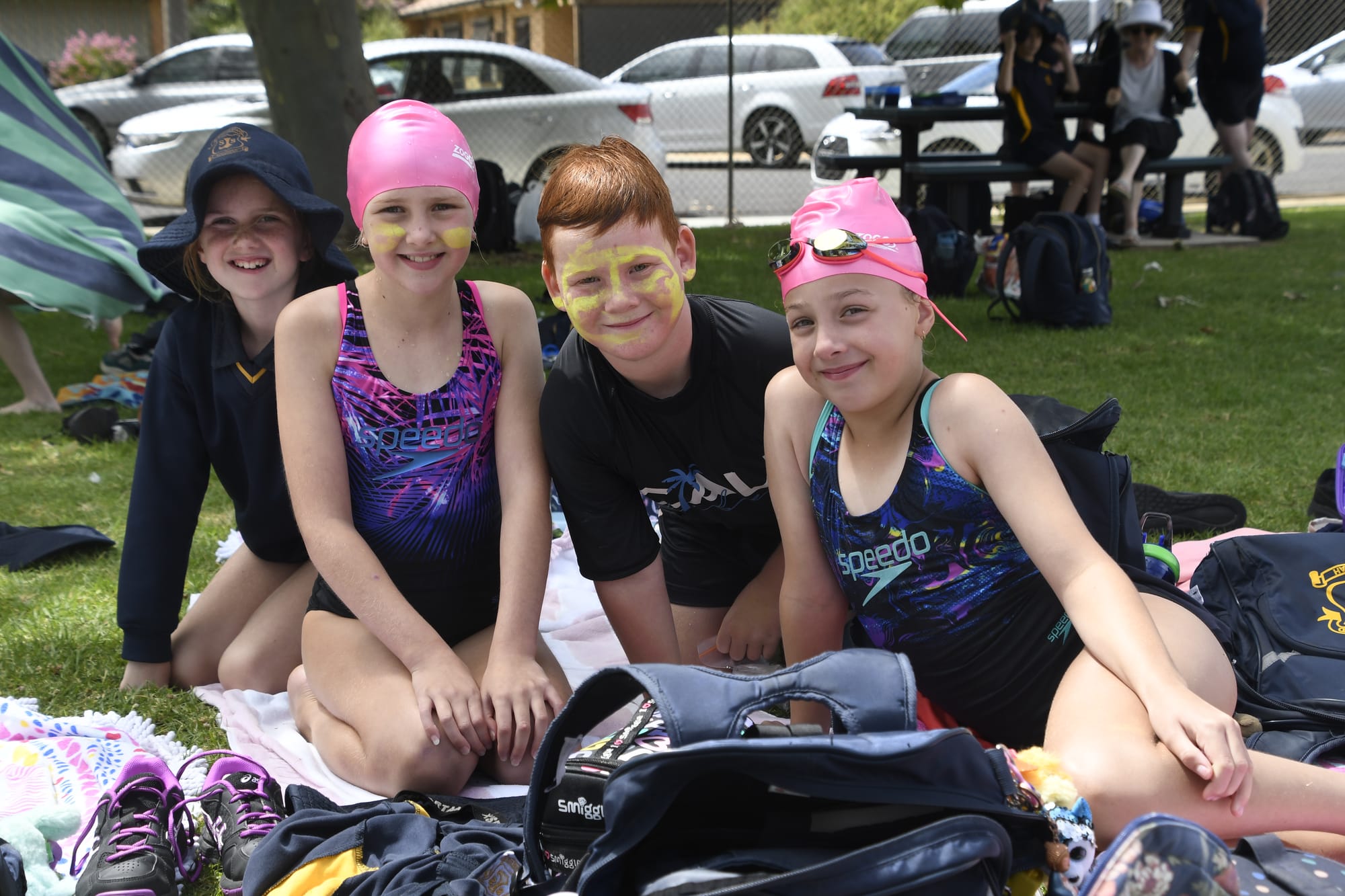 Fun in the sun... Leni Edis , Suma Neyland, Charlie Jenner and Georgia Robertson were loving every minute of the swimming carnival.
