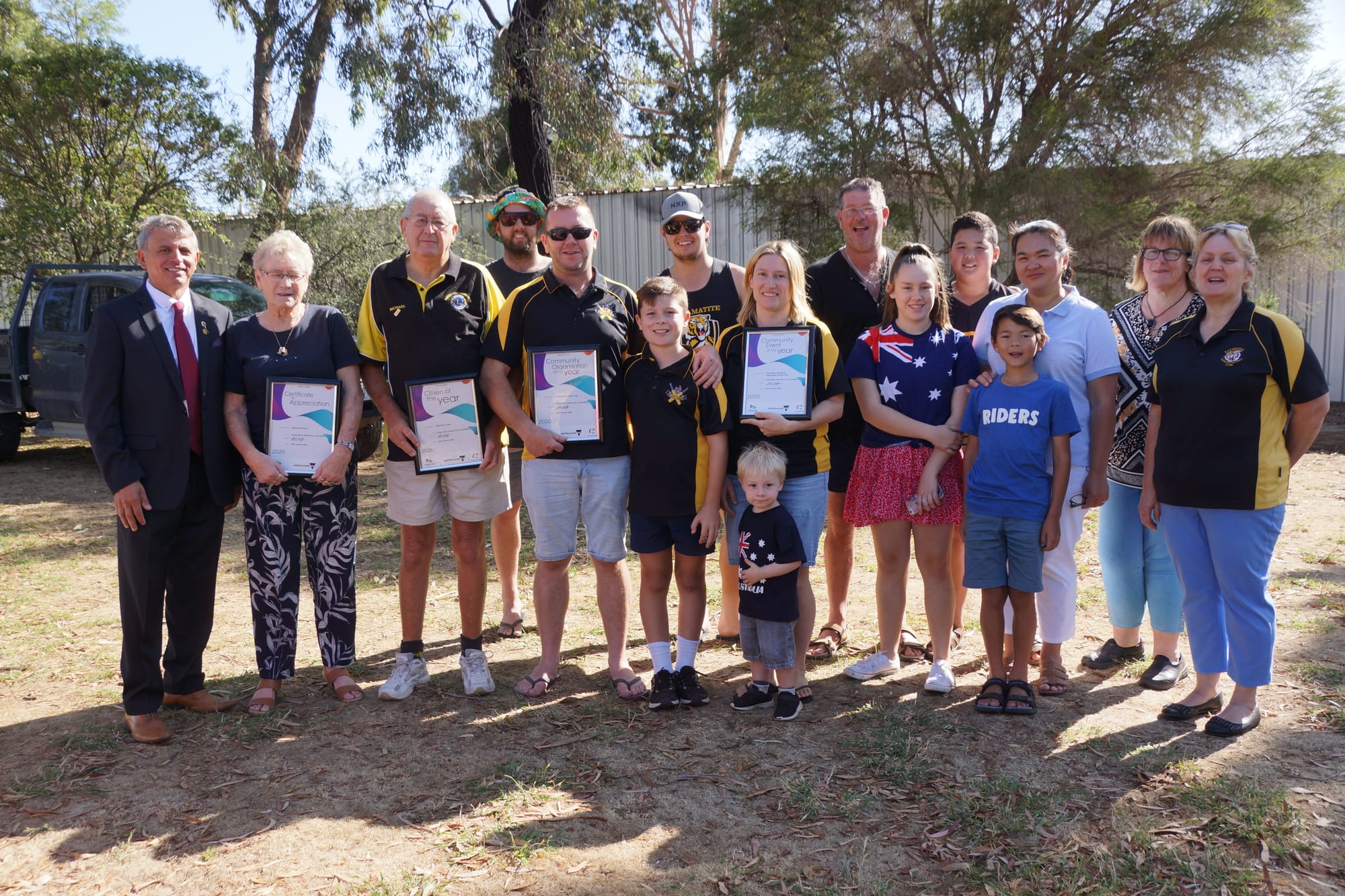 Winning contributors ... Mayor Libro Mustica with Katamatite Australia Day award winners  and members of the community action group.