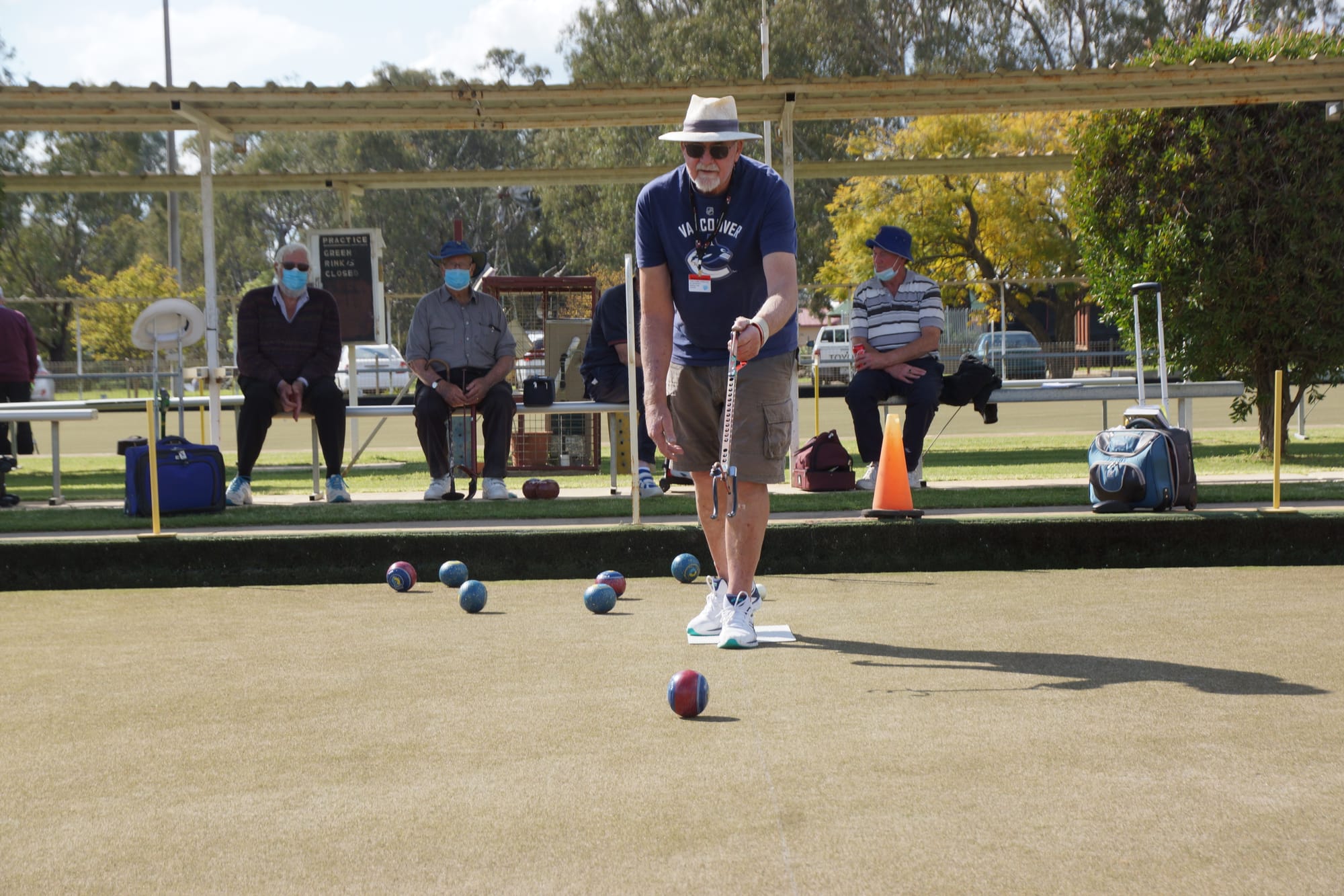 Glad to be back... Numurkah Bowls Club coach Rod Higgins is glad to be back on the green after being let out of lockdown.