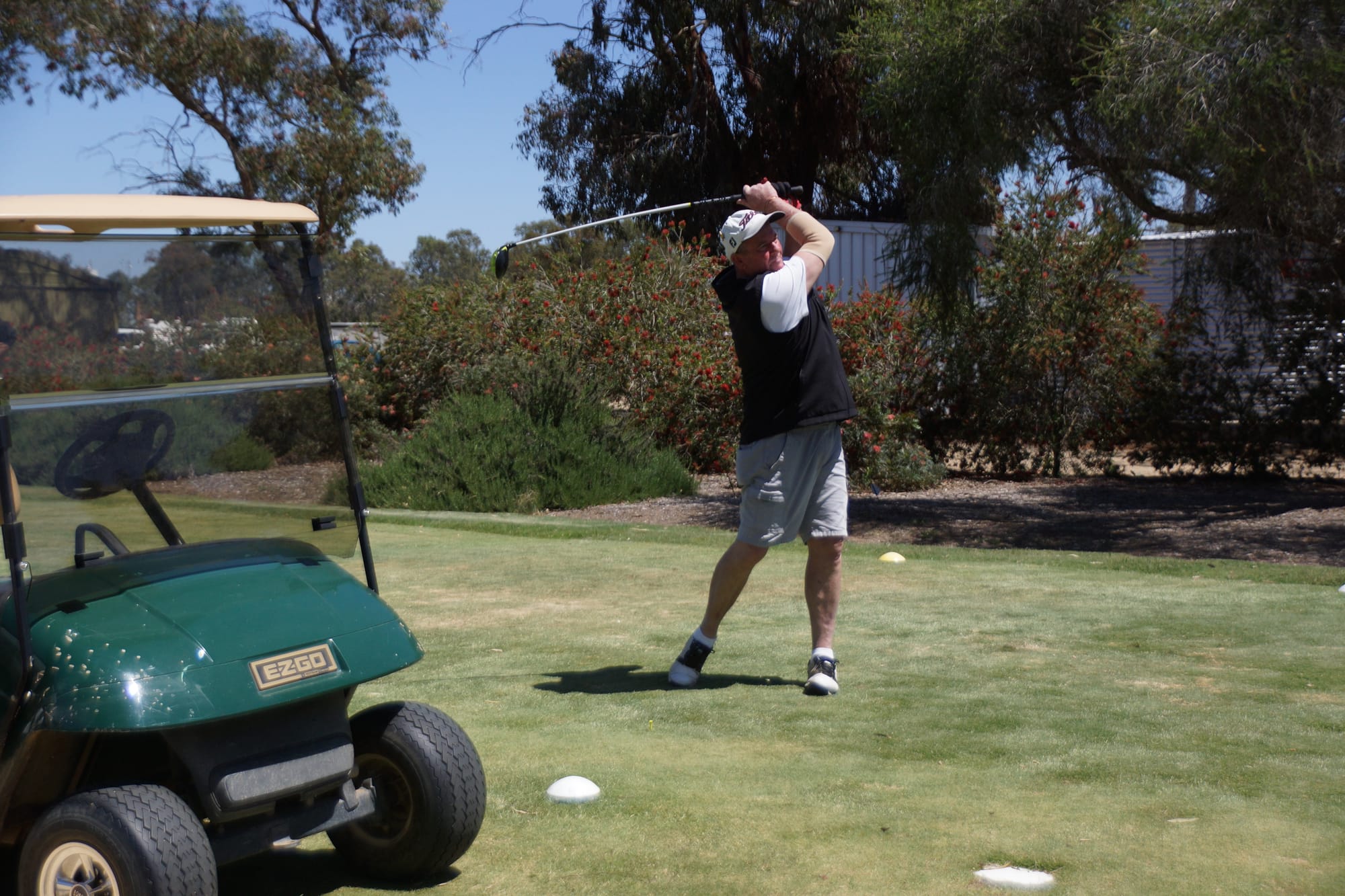 Straight down the middle ... Barry Pruden was on fire last Thursday at Numurkah Golf Club.