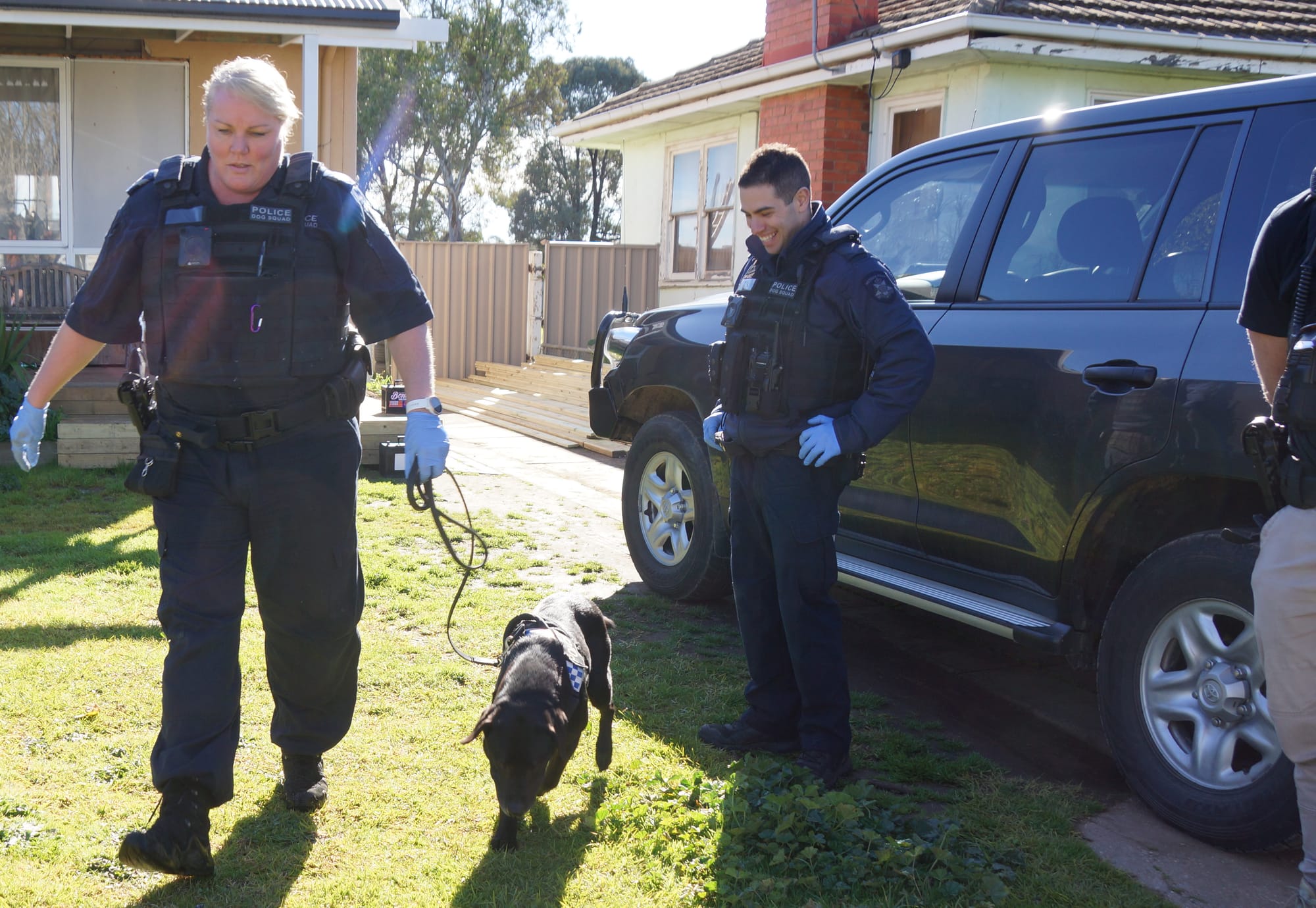 Search ... The canine unit found drugs in Wunghnu but  not in this Numurkah house.