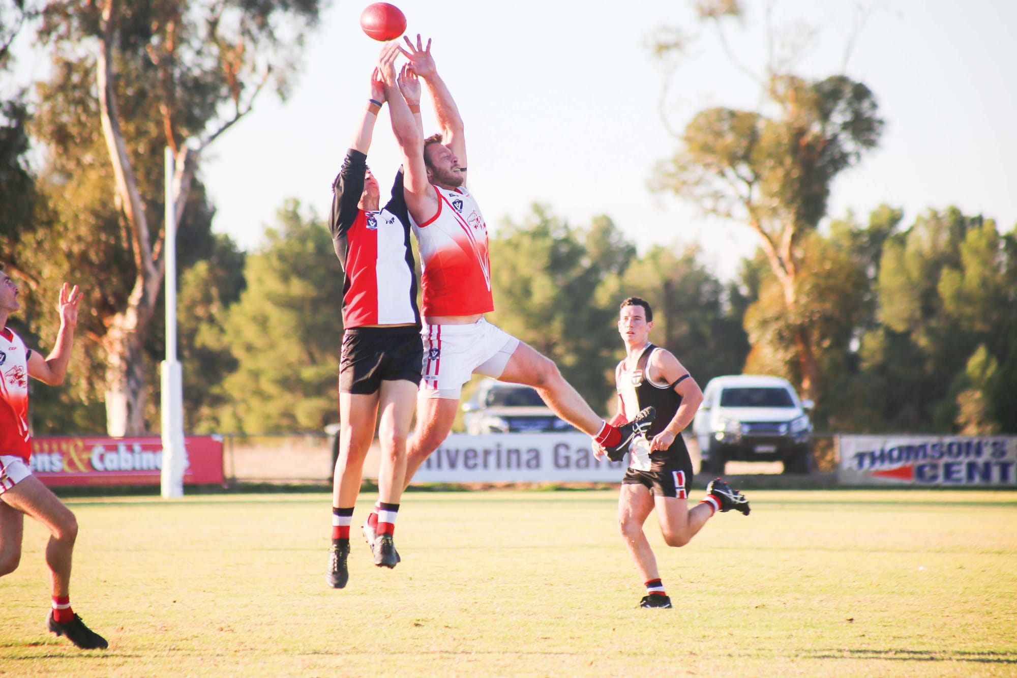 Ariel contest ... Nathan Congram flies for a mark. 