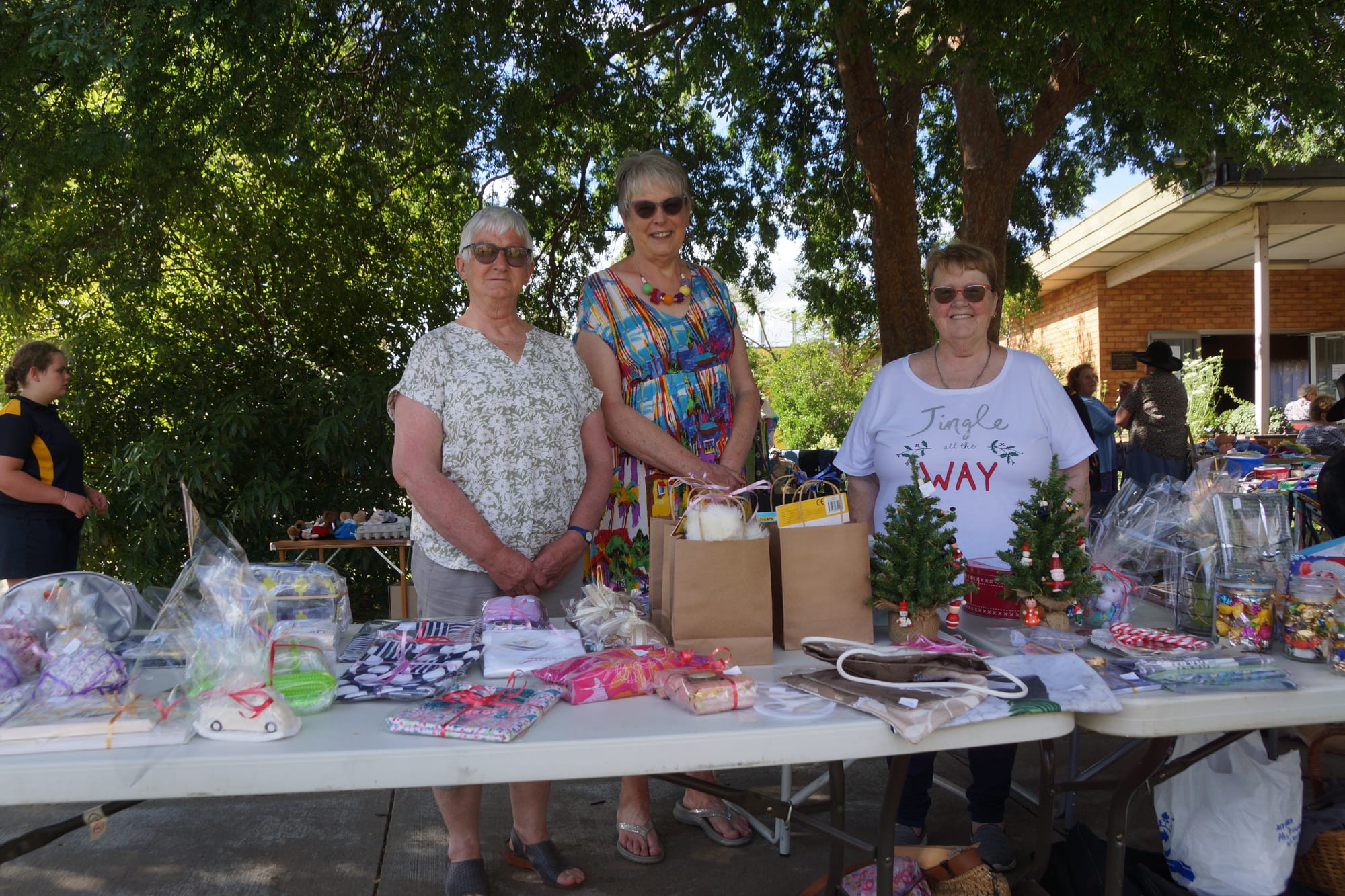 Happy to be here... (From left): Norma Shepherd, Heather Stammers and Olga Perry having a great time at the fete. 
