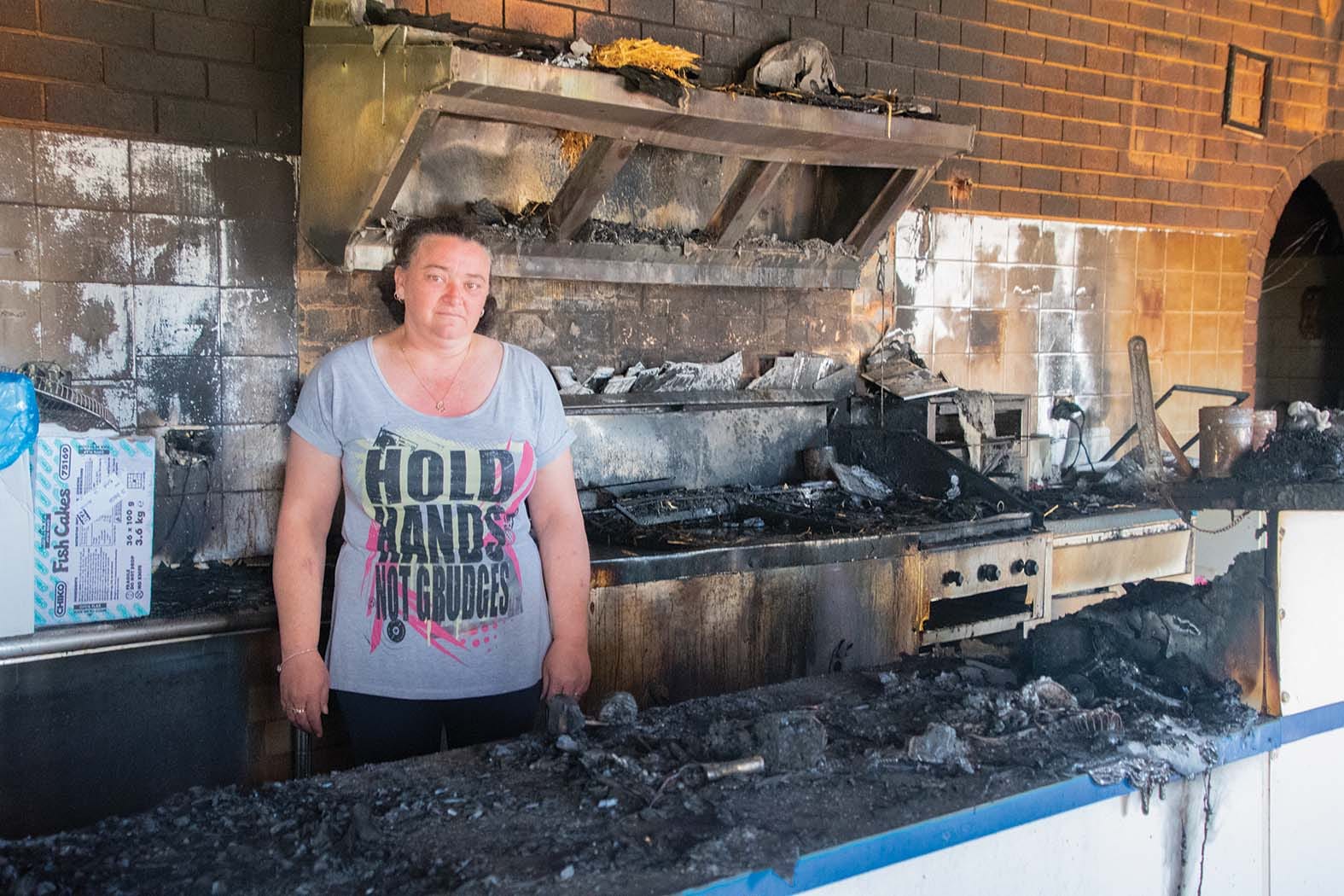 Total devastation ... The fryers and cooking appliances were left in ash and rubble. 

