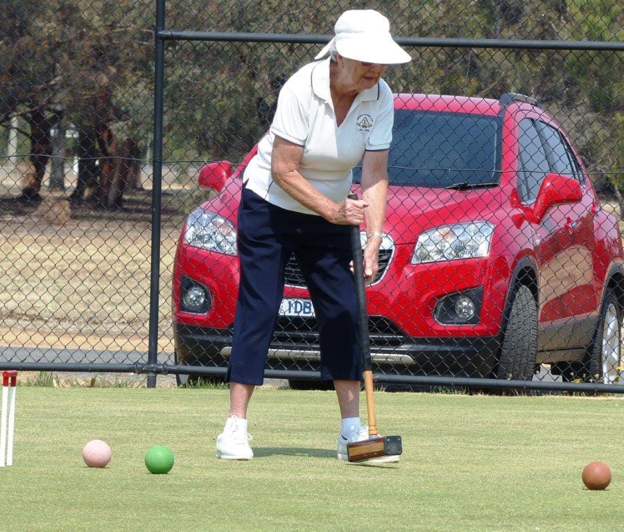 Great score ... Club stalwart and life member Lois Lowe scored 25 hoops last Tuesday to win the hoops tally at Numurkah croquet.
