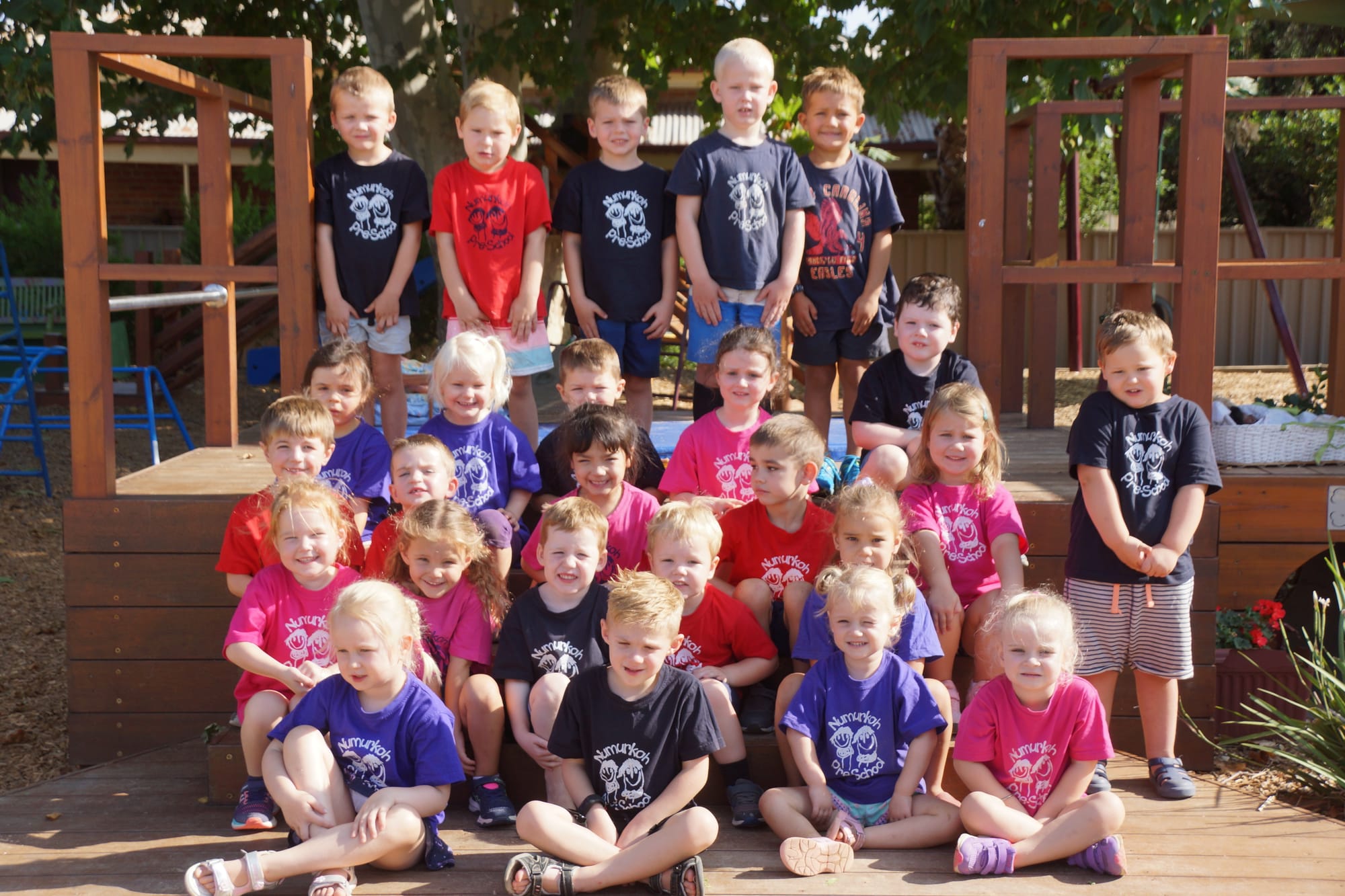 Numurkah Preschool Cockatoo Group
Back: (From left) Angelo, Jordan, Chase, Andrew.
Middle back: Wil, Zarli, Jozsef, Aidee.
Middle (From second left) Reegan, Mason, Harry, Eden.
Middle front: Harlow, Riely, Archer,Bridget, Georgia.
Front: Ashleigh, Montel, Alayiah, Flynn, Jhye.