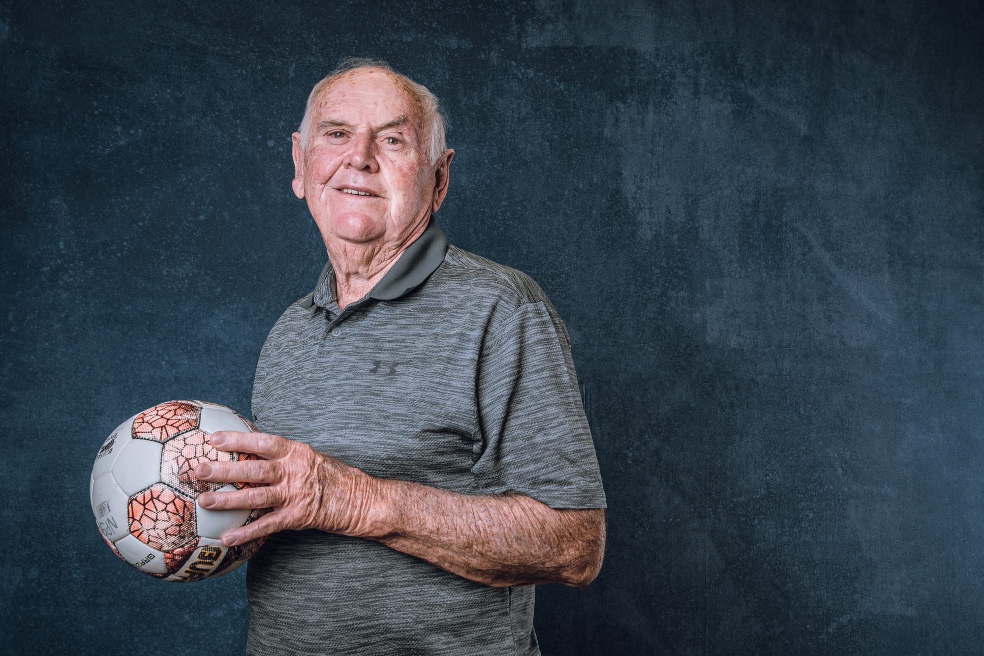 Round ball fever ... Hughie Gunn has loved his football since he was a five year-old in Edinburgh.