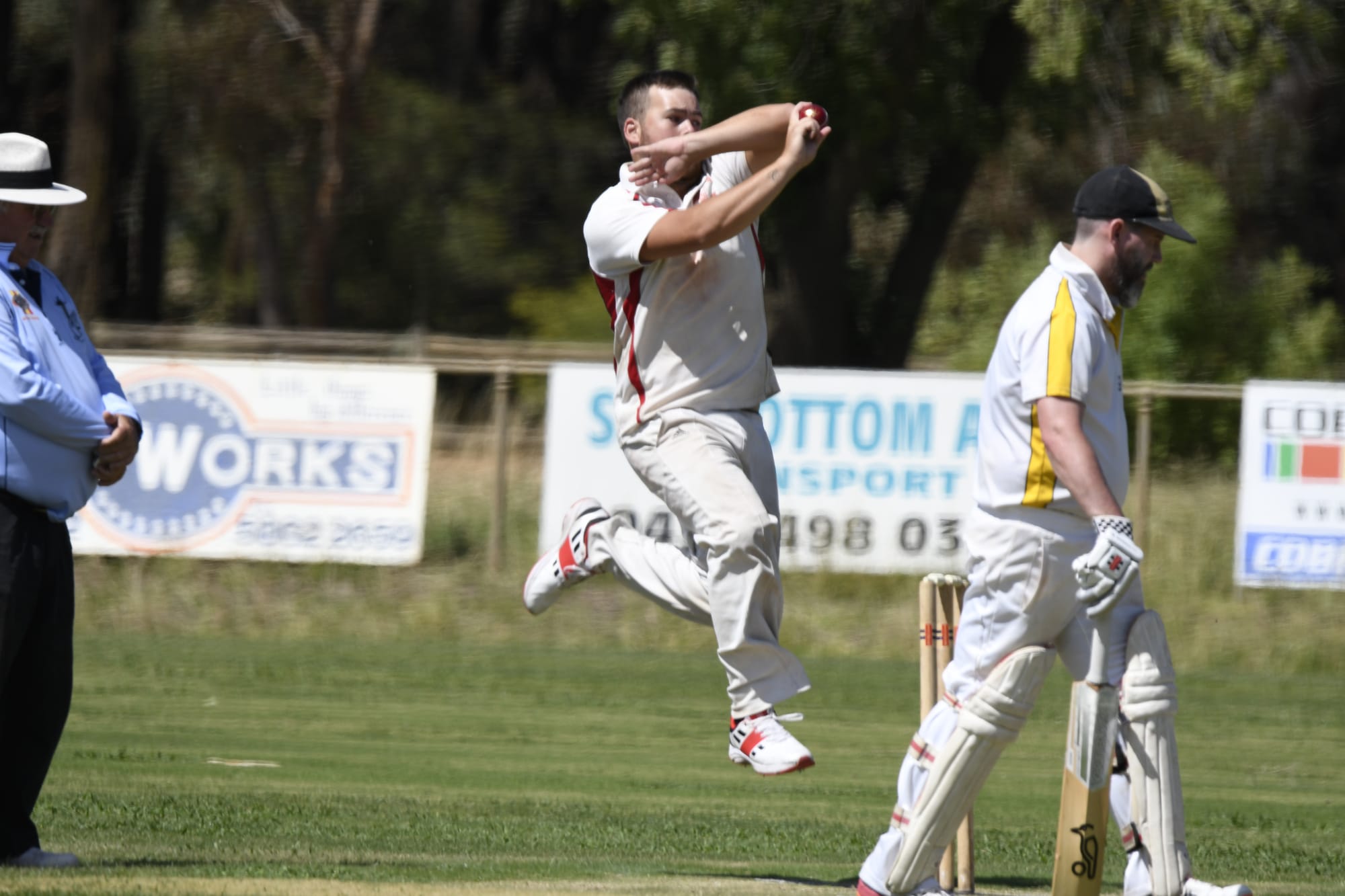 Steaming in ... Toby Miles bowled exceptionally well, but defending 94 was always going to be a tough ask for his side. 
