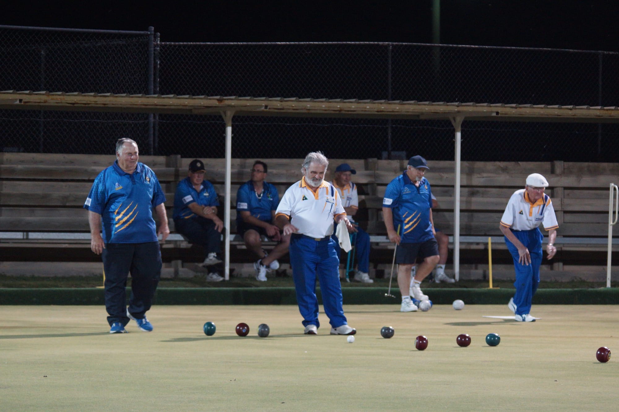 That’ll do ... Neil Barnes urges this bowl to slow down.