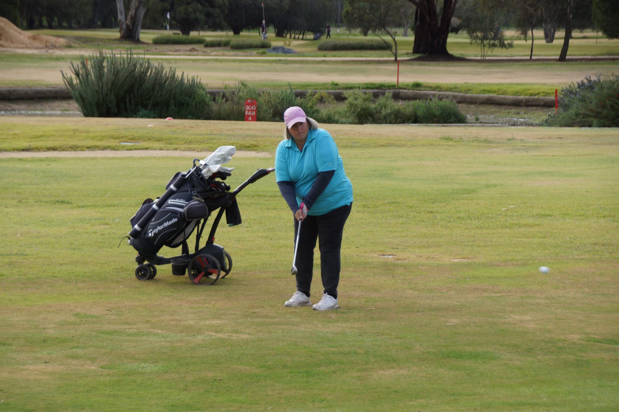 Chipping machine ... Karen Harper was thrilled to play some decent golf, good enough to win the day’s competition last Wednesday.