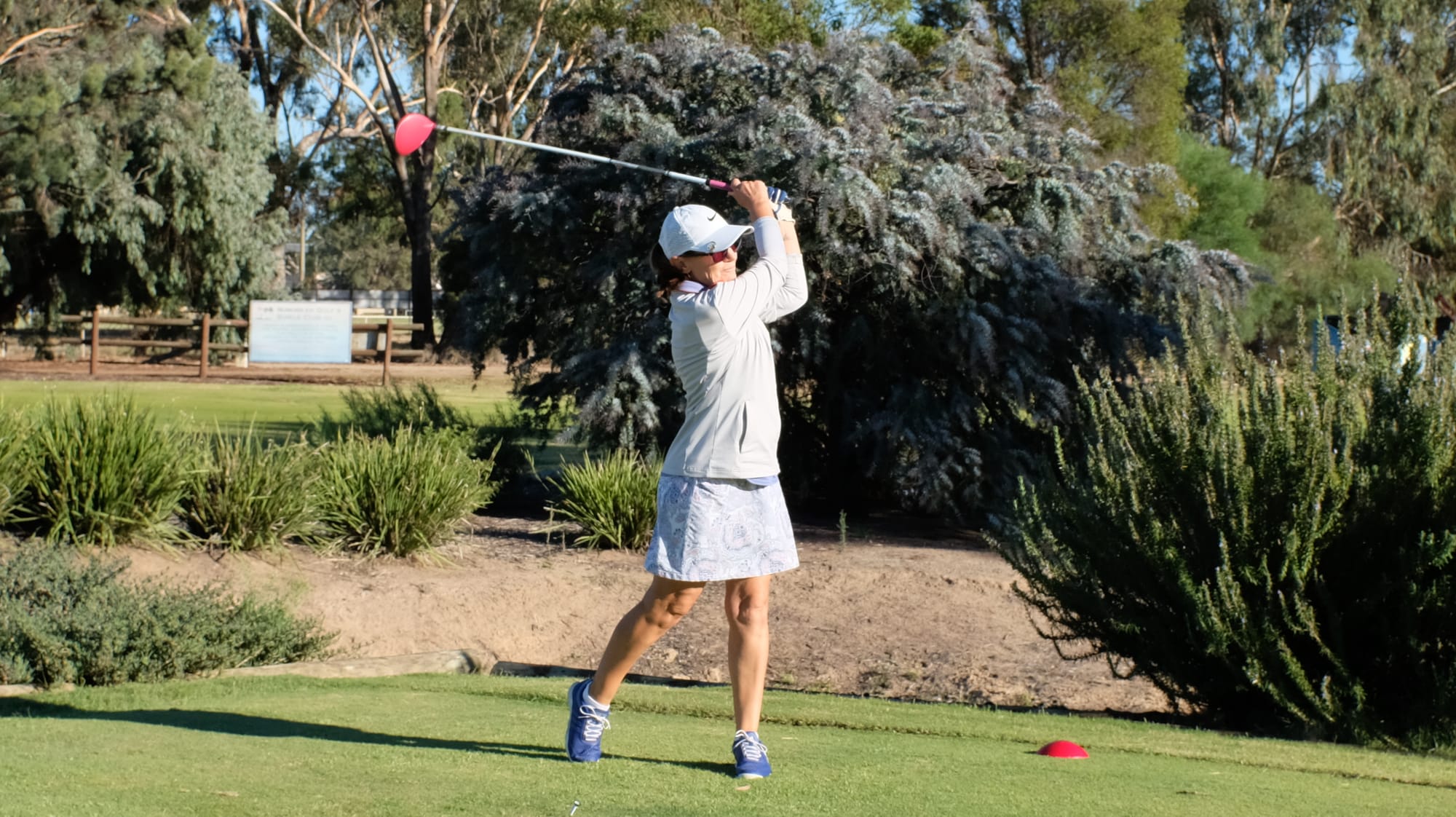 Leading the pack ... Pauline Davies shot nine pars and a birdie to top the women’s golf at Numurkah last Saturday. 
