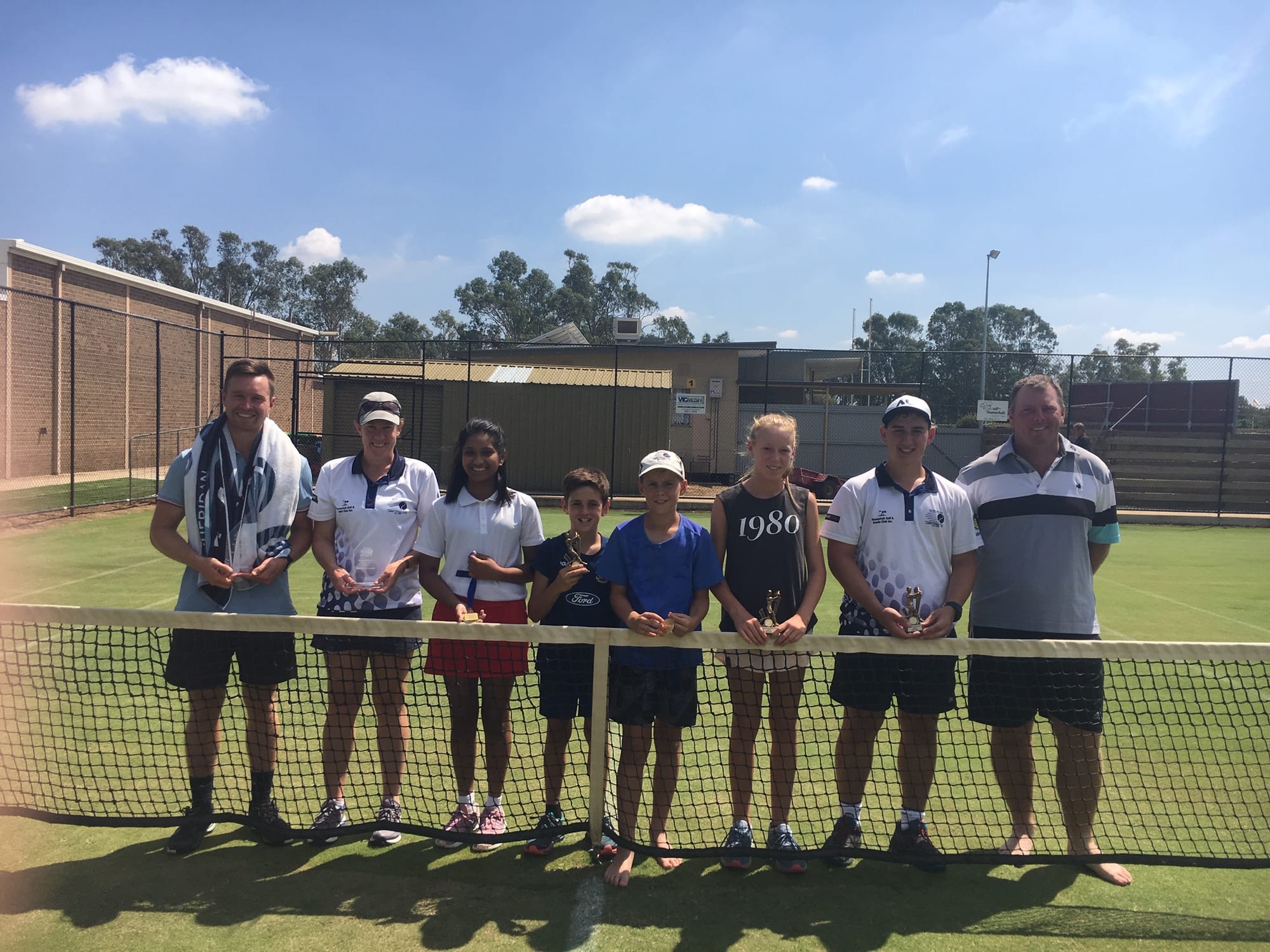 Winners and runners-up ... Nick Fenaughty, Helene Steward, Bavesha Krishnancutty, Nate Warren, Hudson Storer, Hannah O’Brien, James Kam and Andrew Storer. 