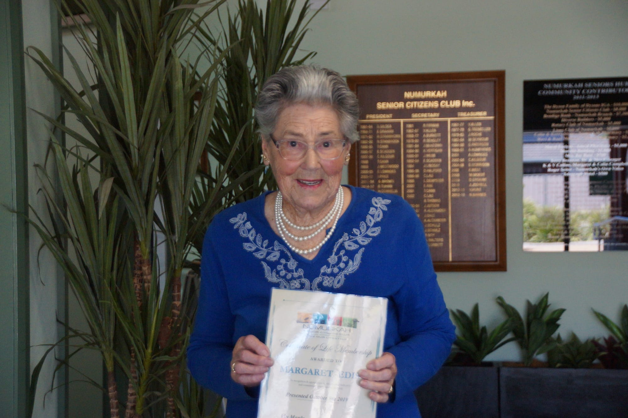 Life membership ... Margaret Edis is now officially a life member of Numurkah Senior Citizens Club.